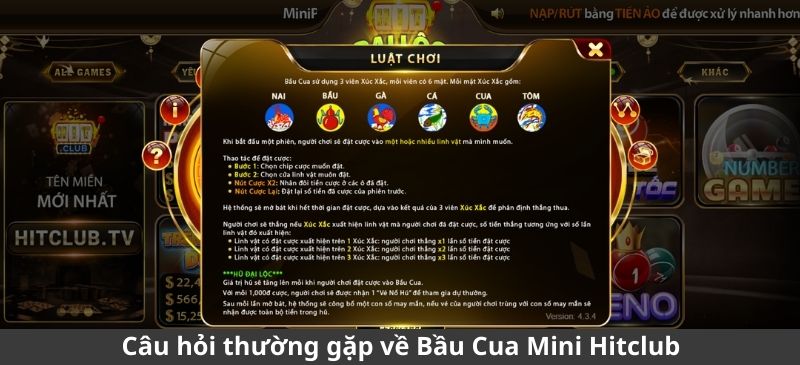 Câu hỏi thường gặp về Bầu Cua Mini Hitclub