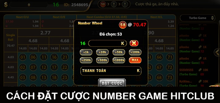 Một lượt chơi Number Game Hitclub diễn ra thế nào?